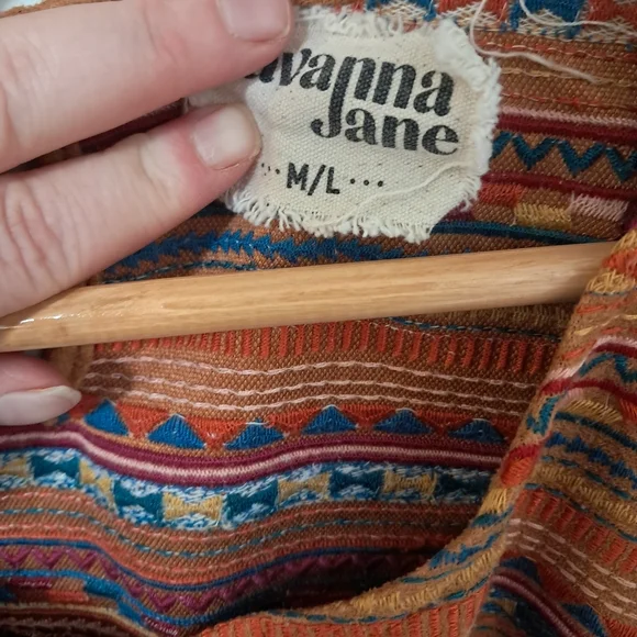 Savanna Jane Multicolor Striped Blouse Embroidered M/L - Picture 2 of 5